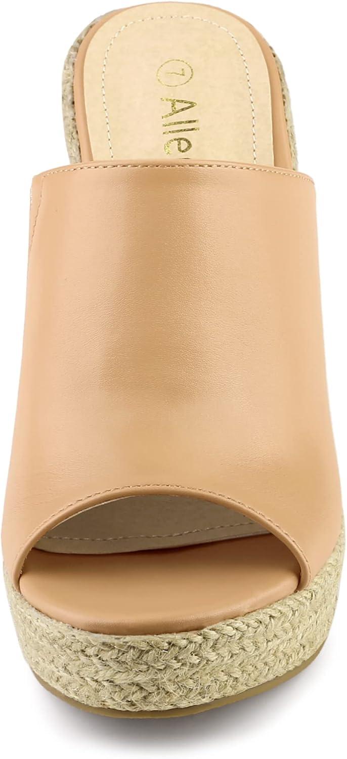 imageAllegra K Womens Slip on Platform Sandals Espadrilles Wedges Slides MulesSepia
