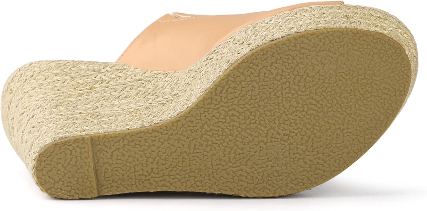 imageAllegra K Womens Slip on Platform Sandals Espadrilles Wedges Slides MulesTan