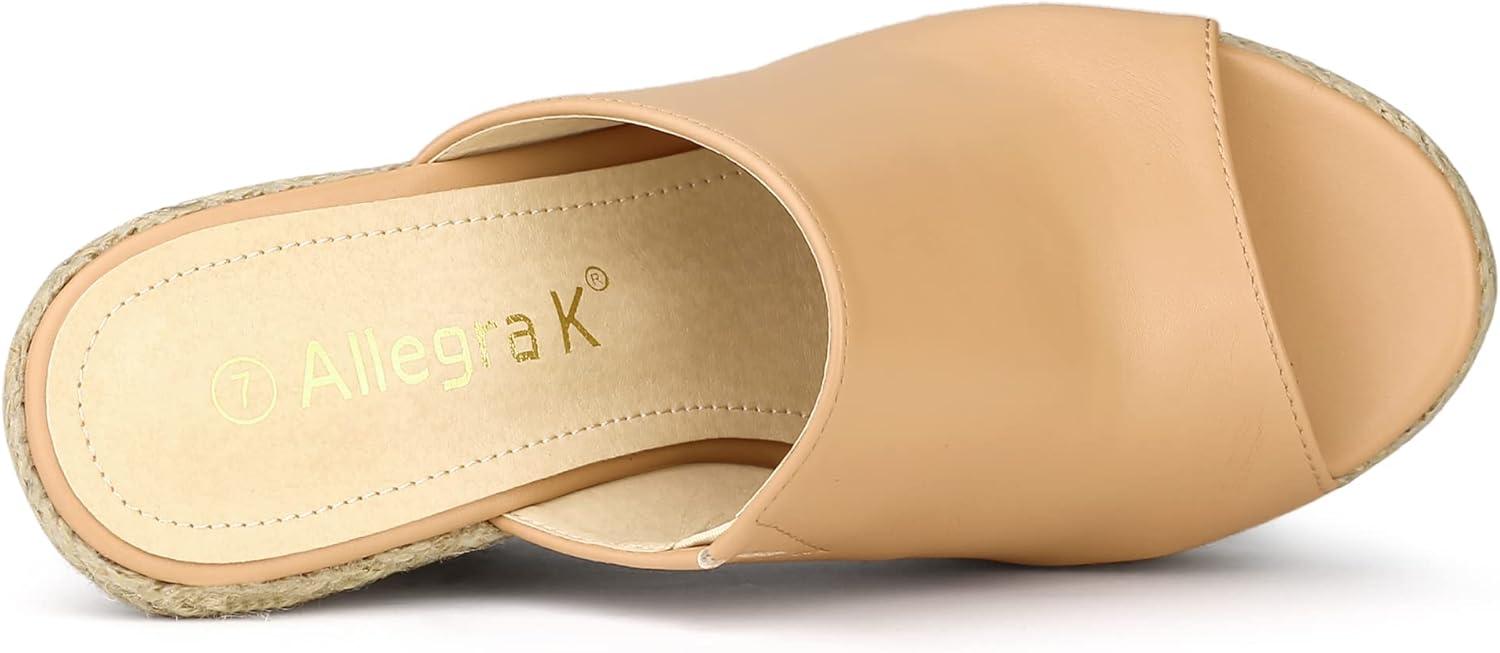 imageAllegra K Womens Slip on Platform Sandals Espadrilles Wedges Slides MulesTan