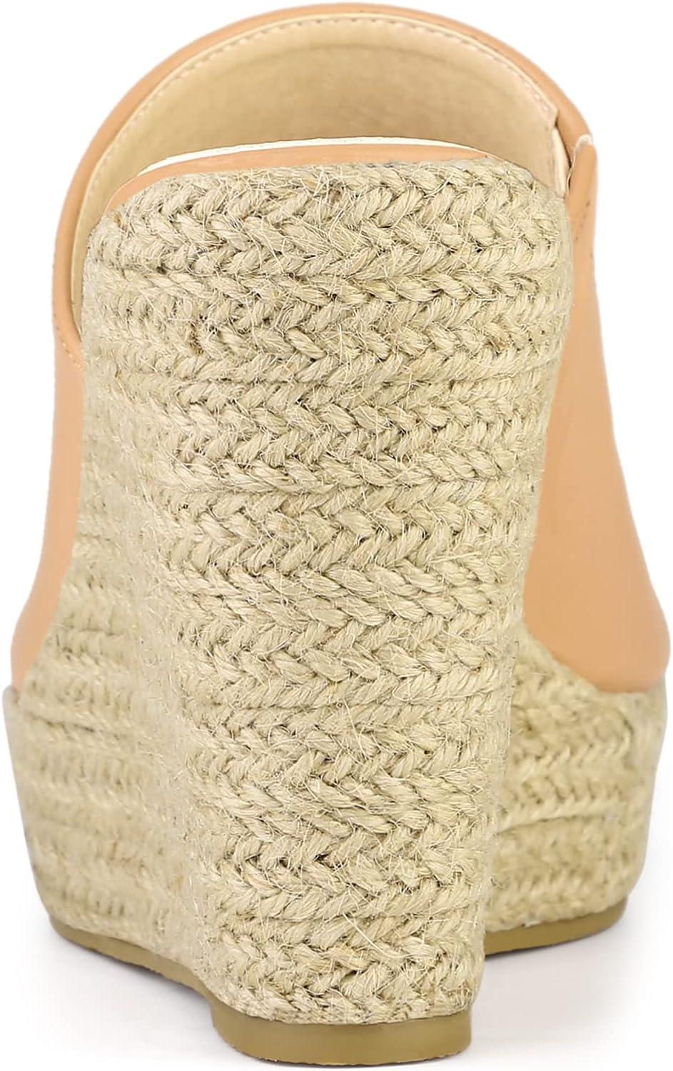 imageAllegra K Womens Slip on Platform Sandals Espadrilles Wedges Slides MulesTan