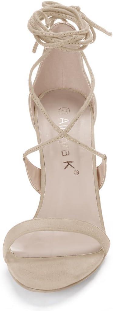 imageAllegra K Womens Stiletto Heel Laceup SandalsBeige