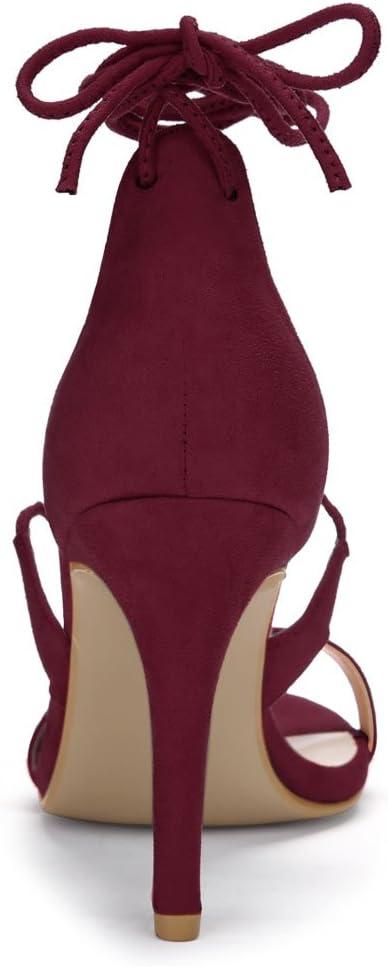 imageAllegra K Womens Stiletto Heel Laceup SandalsBurgundy