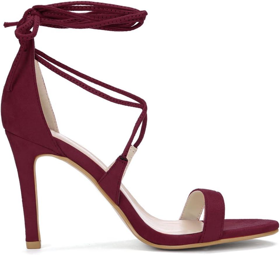 imageAllegra K Womens Stiletto Heel Laceup SandalsBurgundy