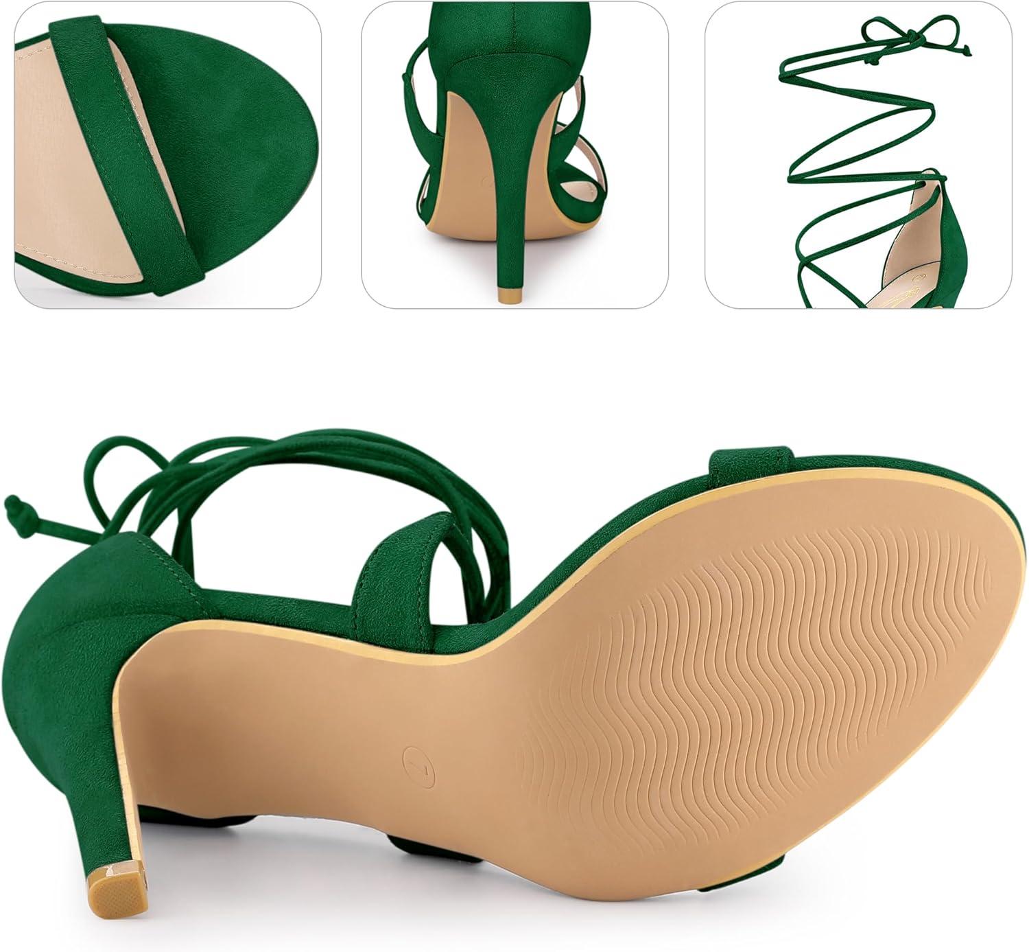 imageAllegra K Womens Stiletto Heel Laceup SandalsEmerald Green