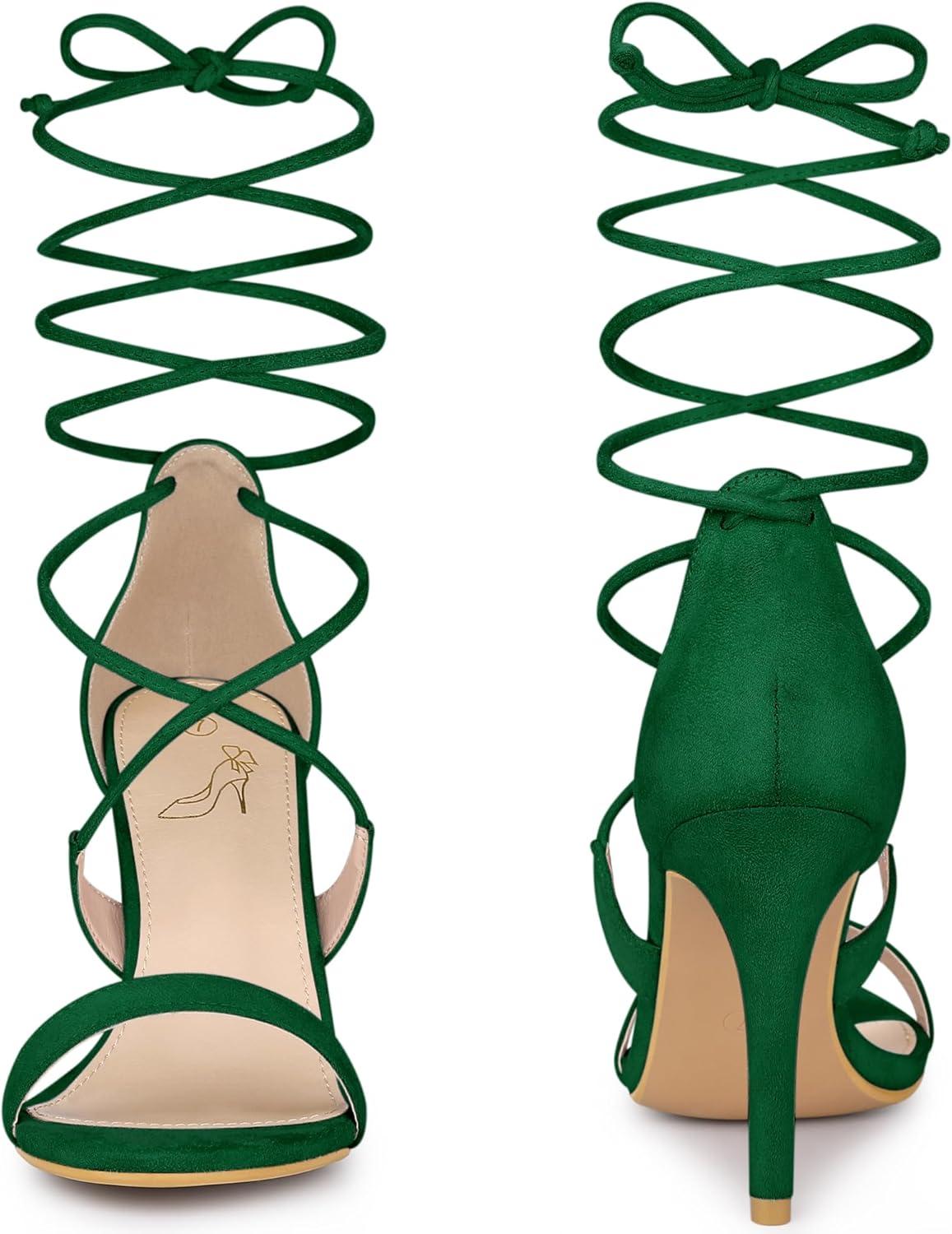 imageAllegra K Womens Stiletto Heel Laceup SandalsEmerald Green