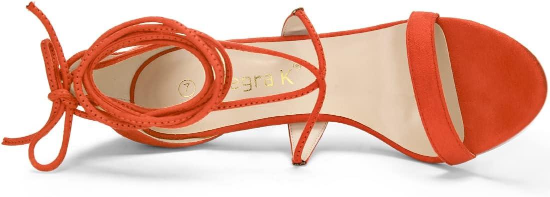 imageAllegra K Womens Stiletto Heel Laceup SandalsOrange
