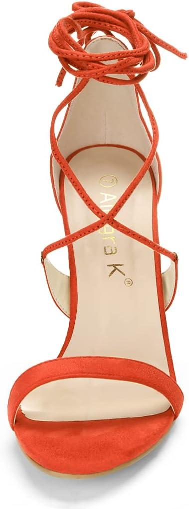 imageAllegra K Womens Stiletto Heel Laceup SandalsOrange