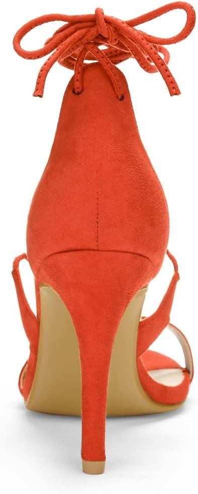 imageAllegra K Womens Stiletto Heel Laceup SandalsOrange
