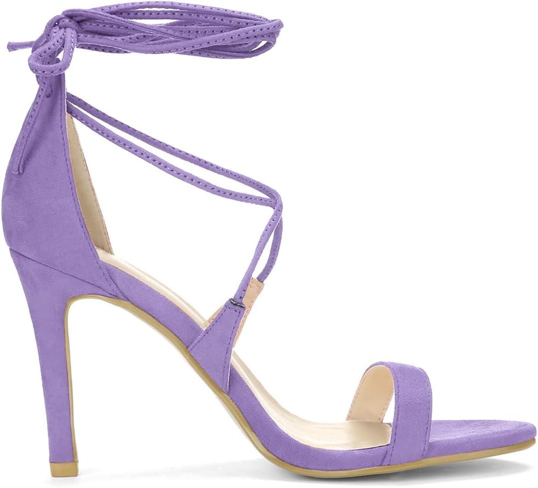 imageAllegra K Womens Stiletto Heel Laceup SandalsPurple