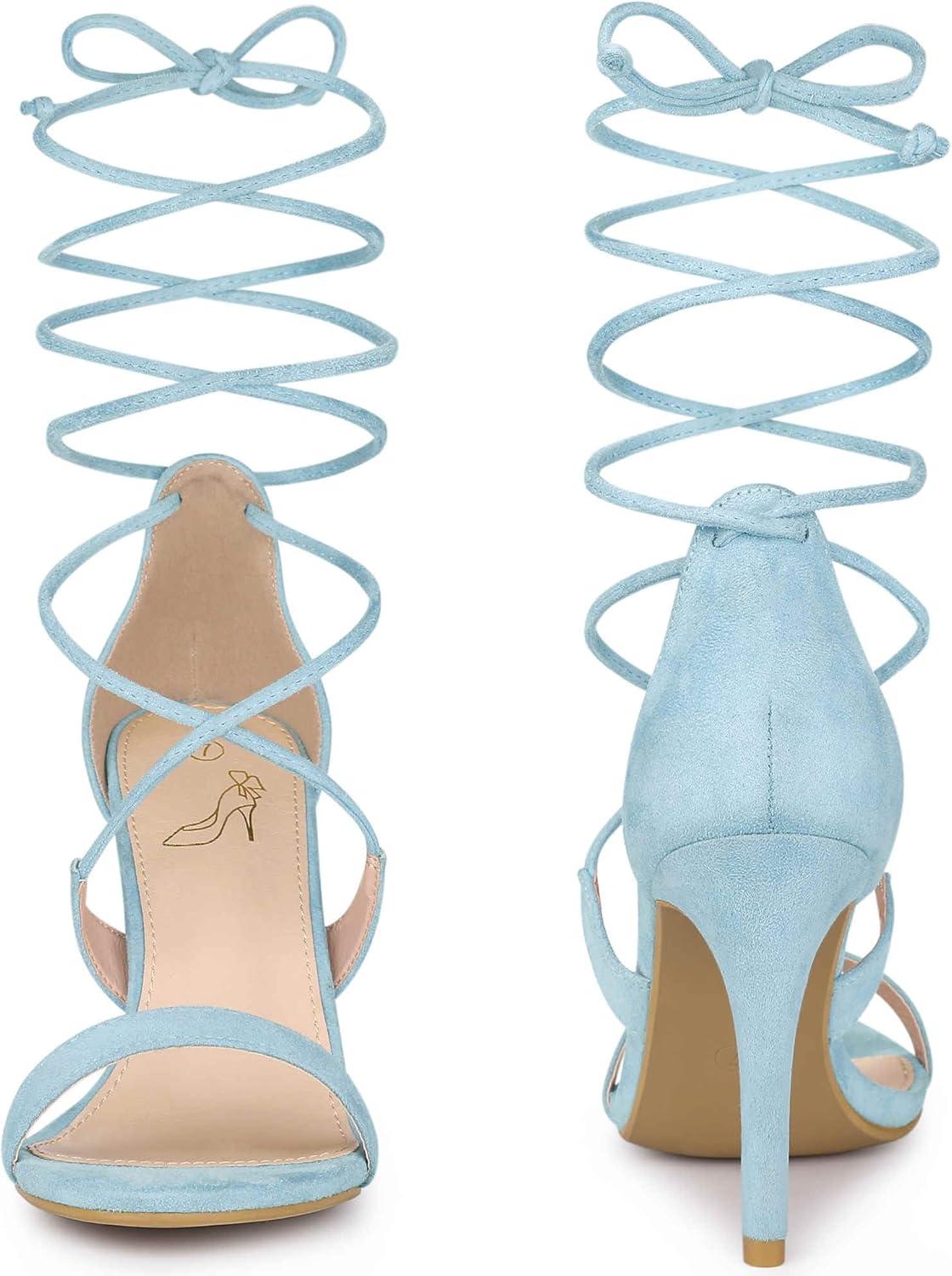 imageAllegra K Womens Stiletto Heel Laceup SandalsSky Blue