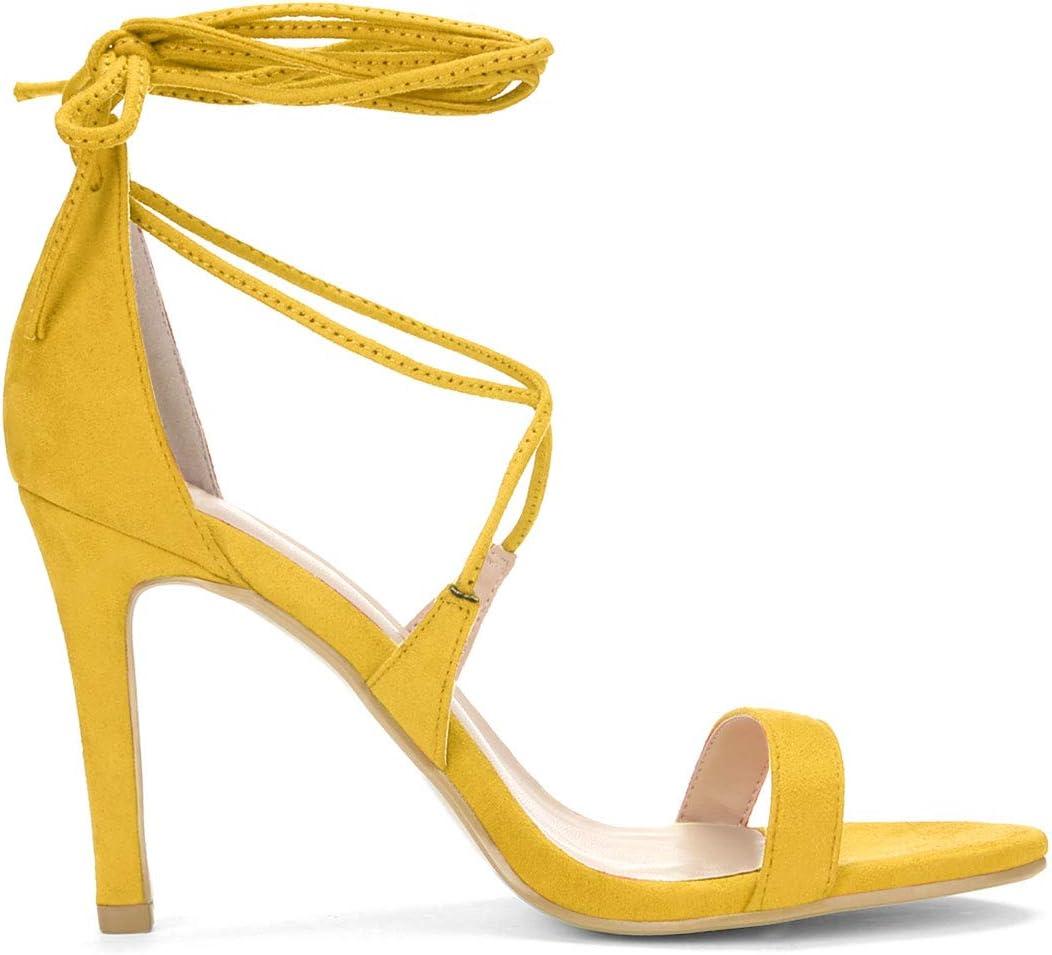 imageAllegra K Womens Stiletto Heel Laceup SandalsYellow