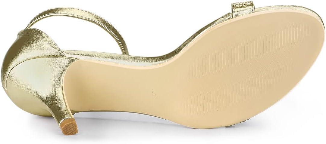 imageAllegra K Womens Stiletto Heels Rhinestone Ankle Strap SandalsGold
