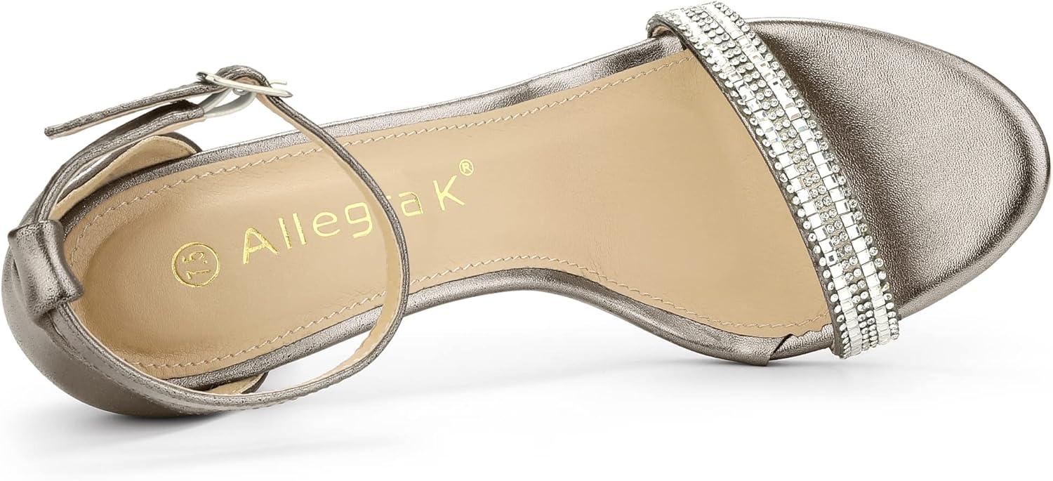 imageAllegra K Womens Stiletto Heels Rhinestone Ankle Strap SandalsGunmetal