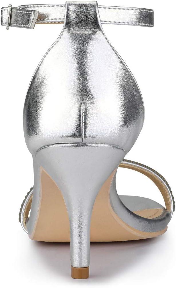 imageAllegra K Womens Stiletto Heels Rhinestone Ankle Strap SandalsSilver