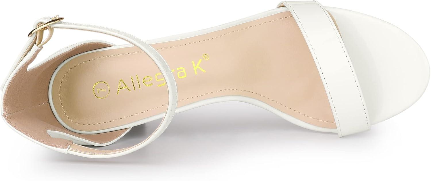 imageAllegra K Womens Stiletto Heels Rhinestone Ankle Strap SandalsWhite