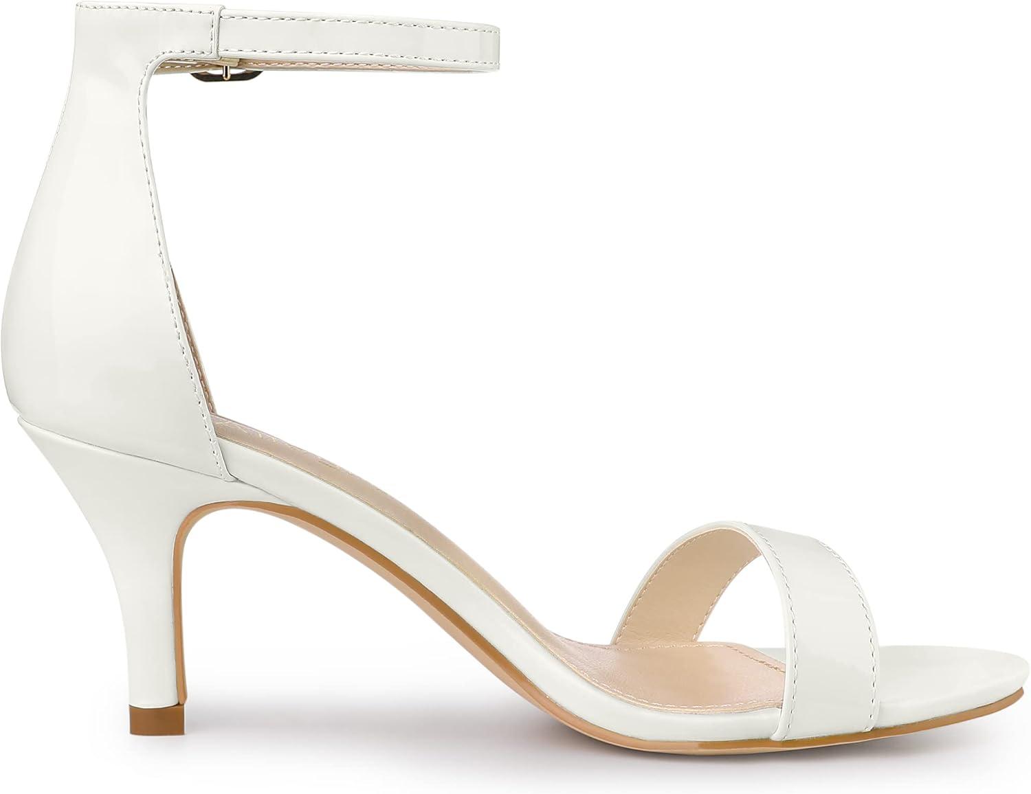 imageAllegra K Womens Stiletto Heels Rhinestone Ankle Strap SandalsWhite