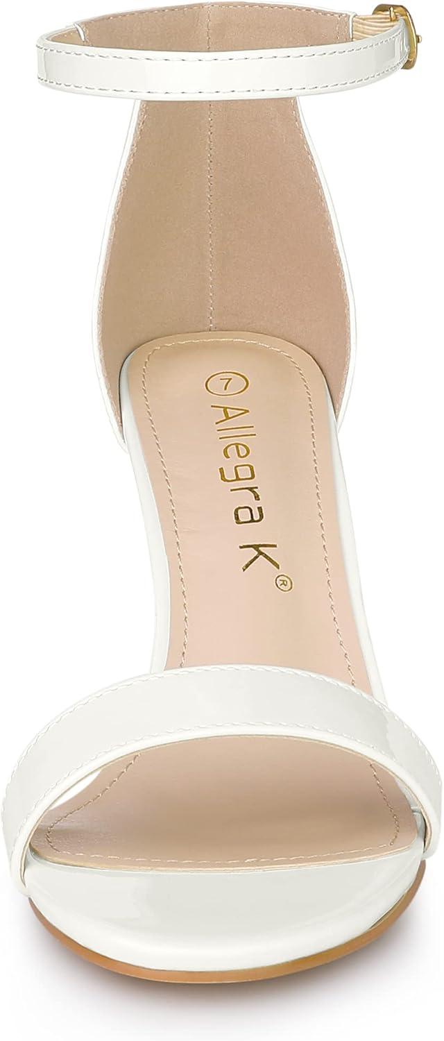 imageAllegra K Womens Stiletto Heels Rhinestone Ankle Strap SandalsWhite
