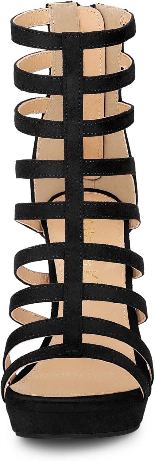 imageAllegra K Womens Stiletto Platform Heels Strappy Gladiator Heel SandalsBlack