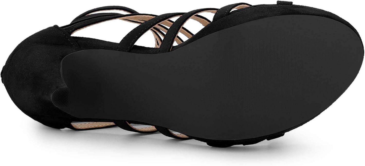 imageAllegra K Womens Stiletto Platform Heels Strappy Gladiator Heel SandalsBlack