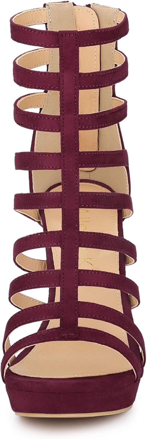 imageAllegra K Womens Stiletto Platform Heels Strappy Gladiator Heel SandalsBurgundy