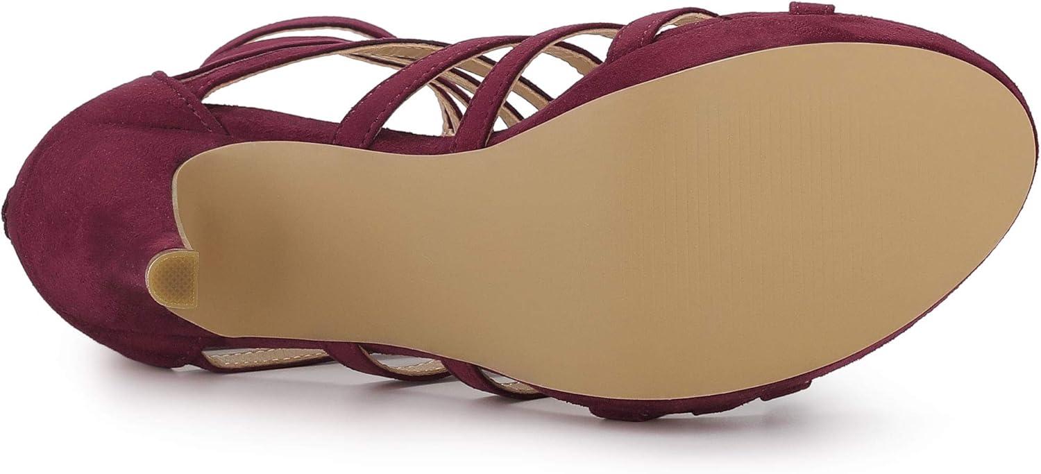 imageAllegra K Womens Stiletto Platform Heels Strappy Gladiator Heel SandalsBurgundy