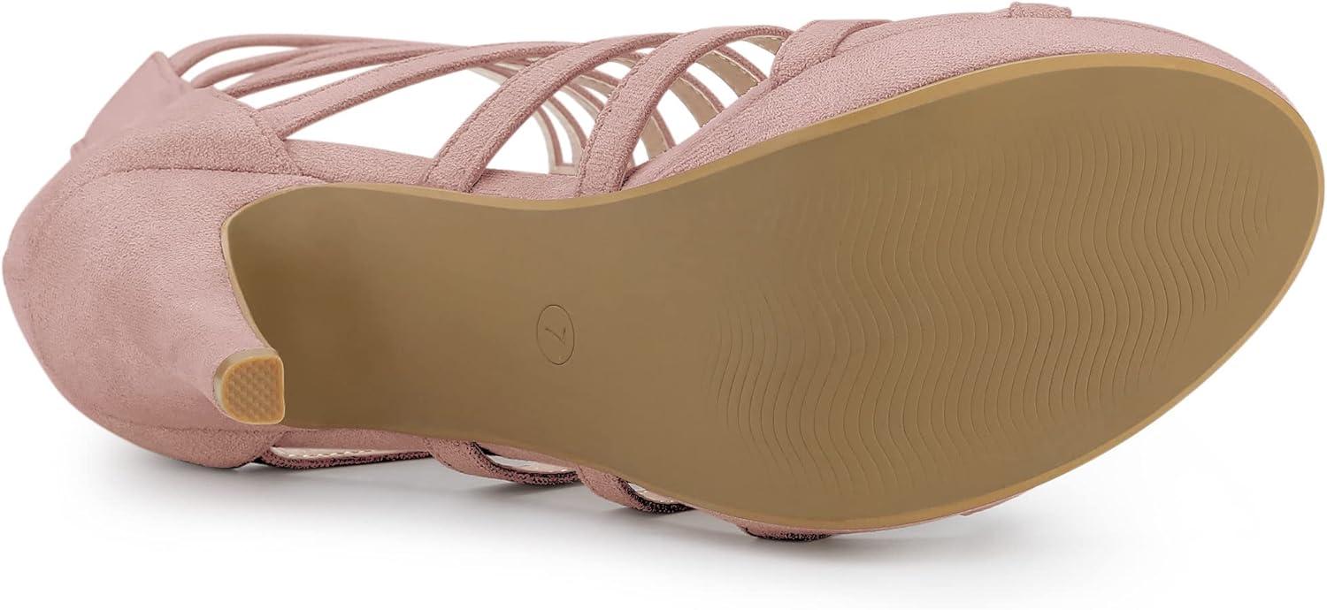 imageAllegra K Womens Stiletto Platform Heels Strappy Gladiator Heel SandalsDust Pink
