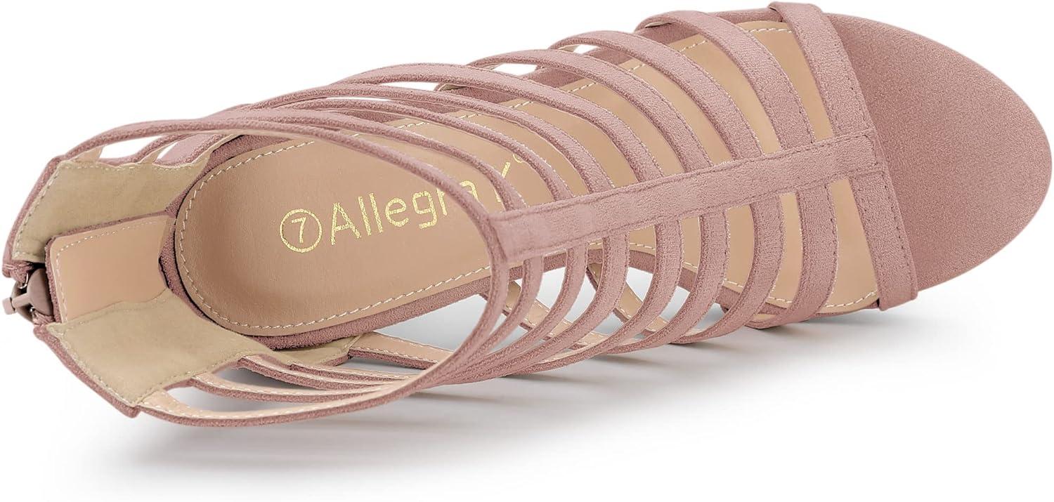 imageAllegra K Womens Stiletto Platform Heels Strappy Gladiator Heel SandalsDust Pink