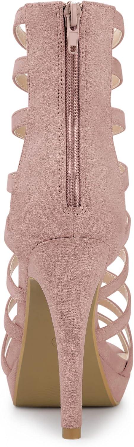 imageAllegra K Womens Stiletto Platform Heels Strappy Gladiator Heel SandalsDust Pink