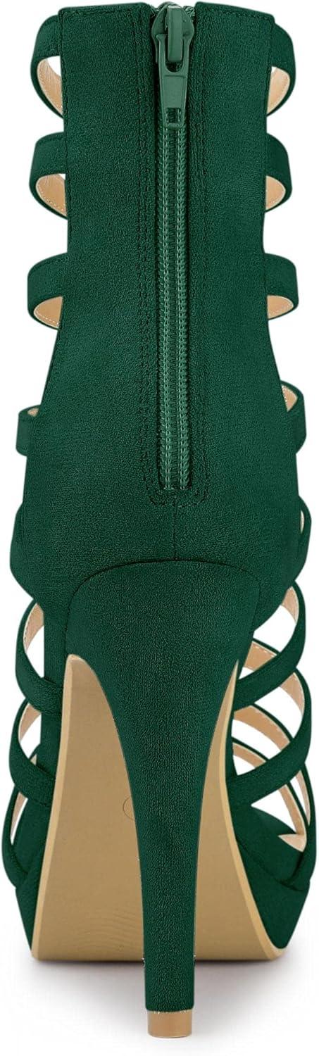 imageAllegra K Womens Stiletto Platform Heels Strappy Gladiator Heel SandalsGreen