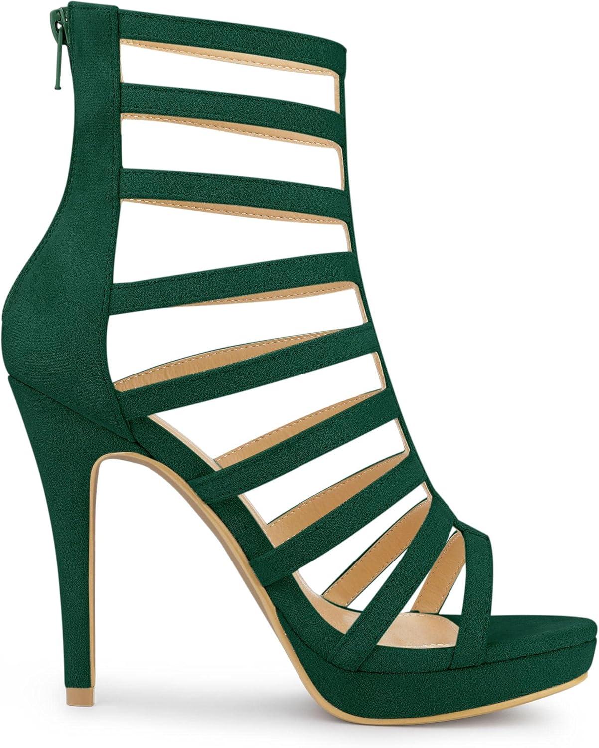 imageAllegra K Womens Stiletto Platform Heels Strappy Gladiator Heel SandalsGreen