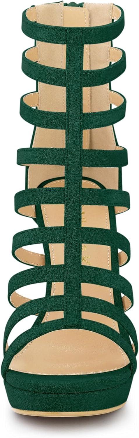 imageAllegra K Womens Stiletto Platform Heels Strappy Gladiator Heel SandalsGreen
