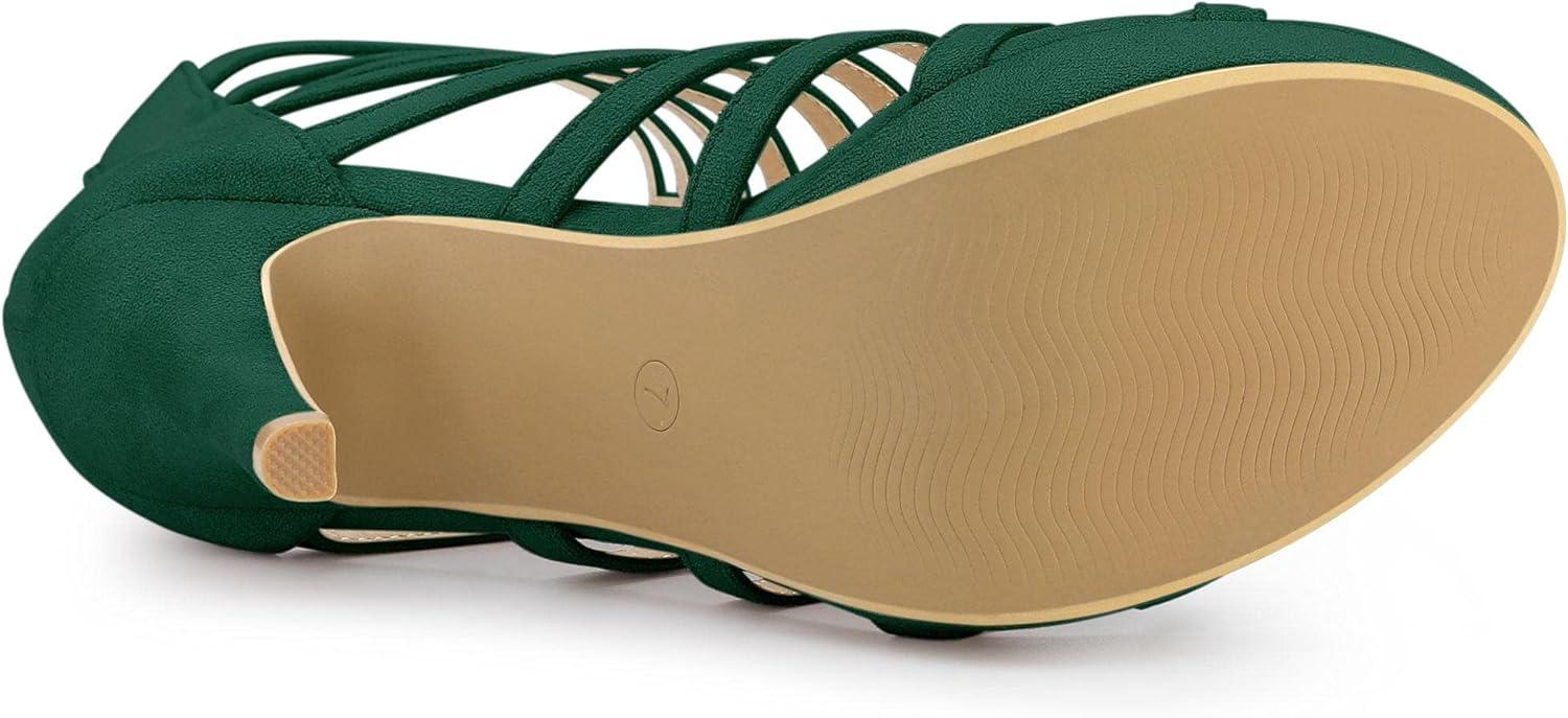 imageAllegra K Womens Stiletto Platform Heels Strappy Gladiator Heel SandalsGreen