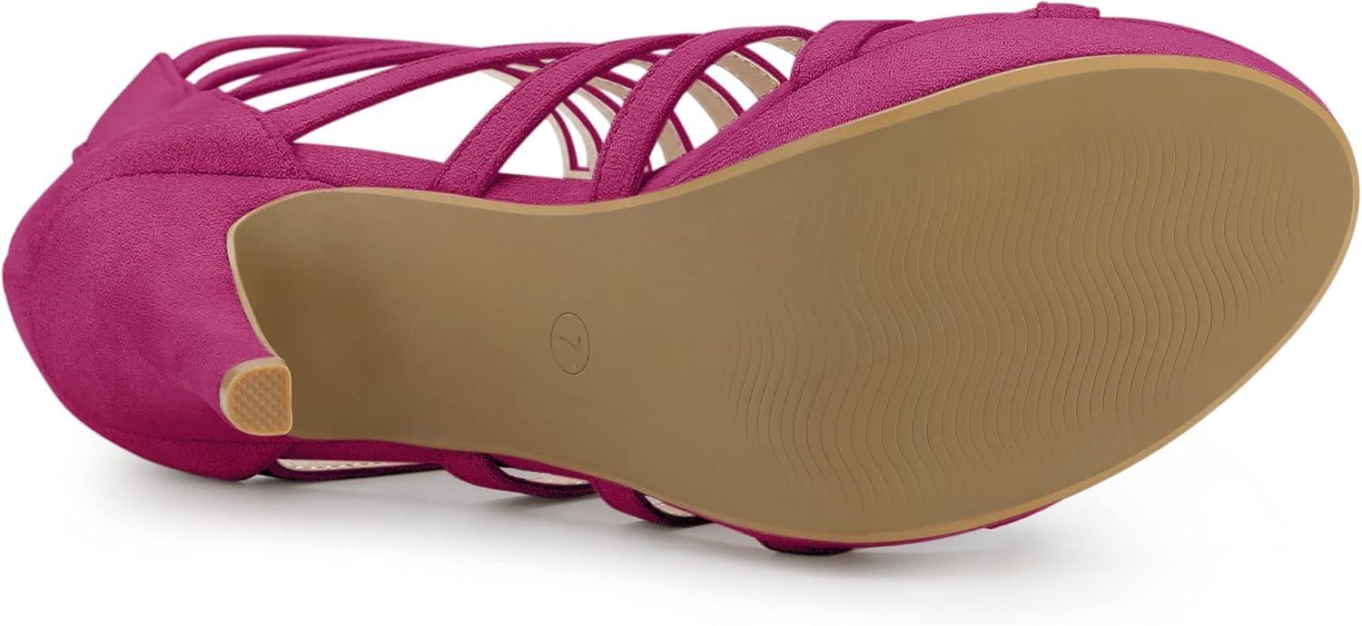 imageAllegra K Womens Stiletto Platform Heels Strappy Gladiator Heel SandalsHot Pink