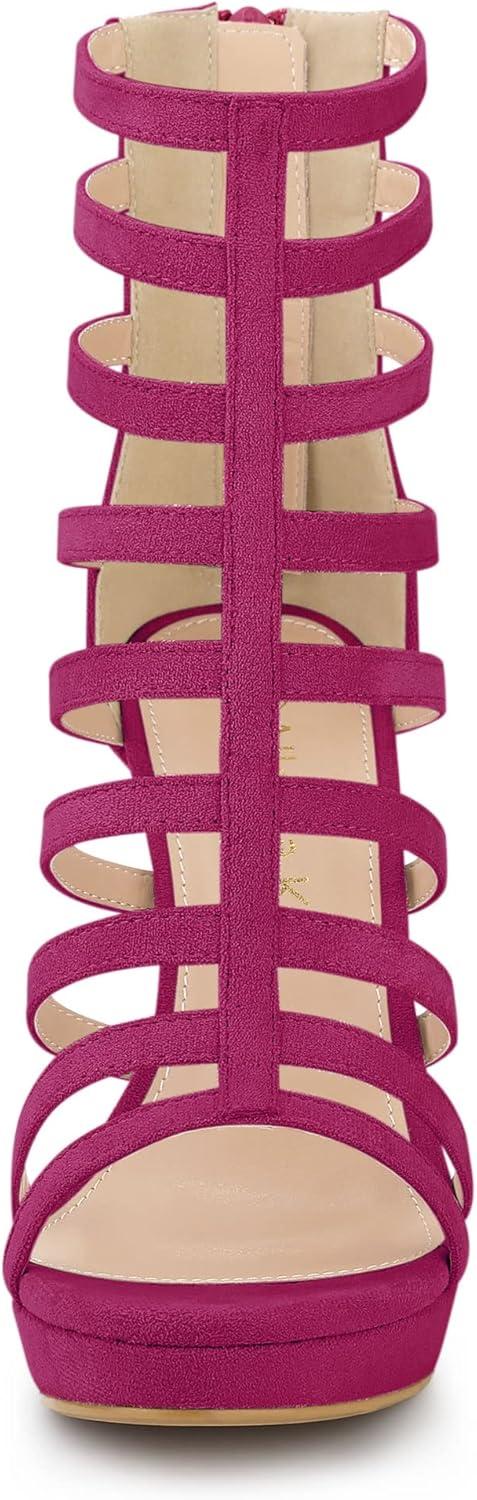 imageAllegra K Womens Stiletto Platform Heels Strappy Gladiator Heel SandalsHot Pink