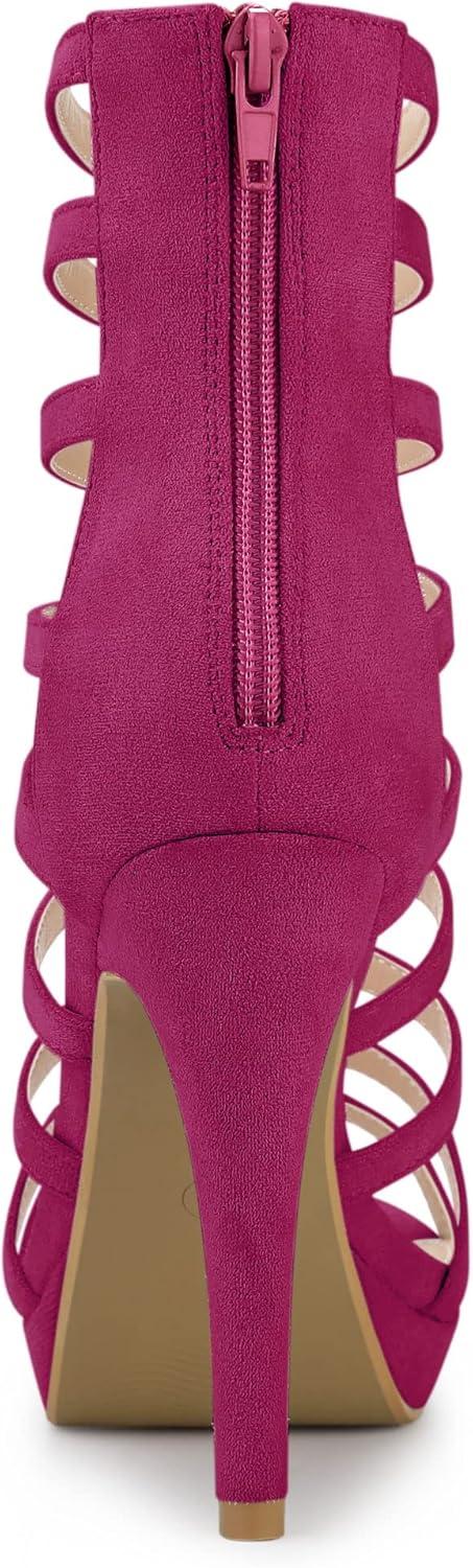 imageAllegra K Womens Stiletto Platform Heels Strappy Gladiator Heel SandalsHot Pink