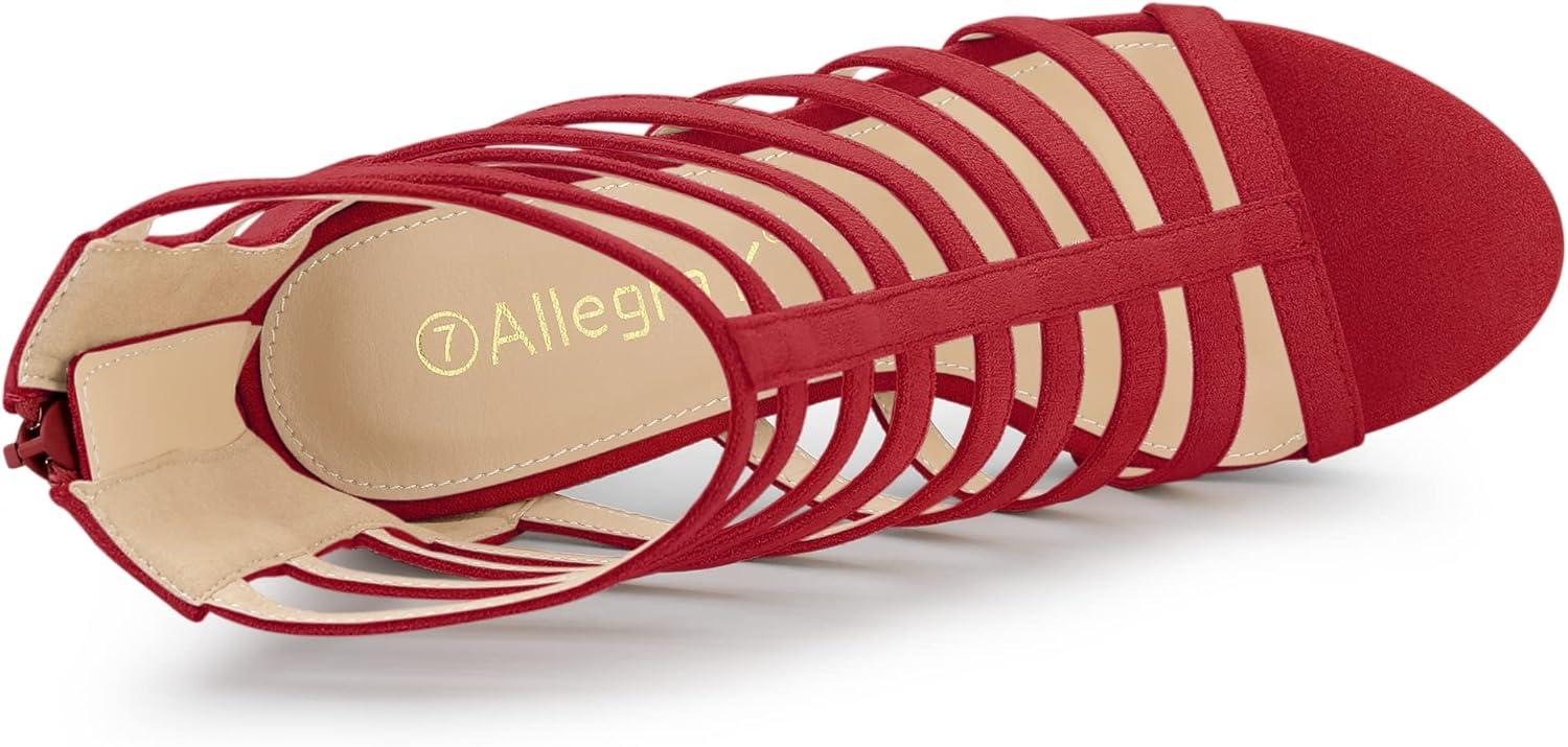 imageAllegra K Womens Stiletto Platform Heels Strappy Gladiator Heel SandalsRed