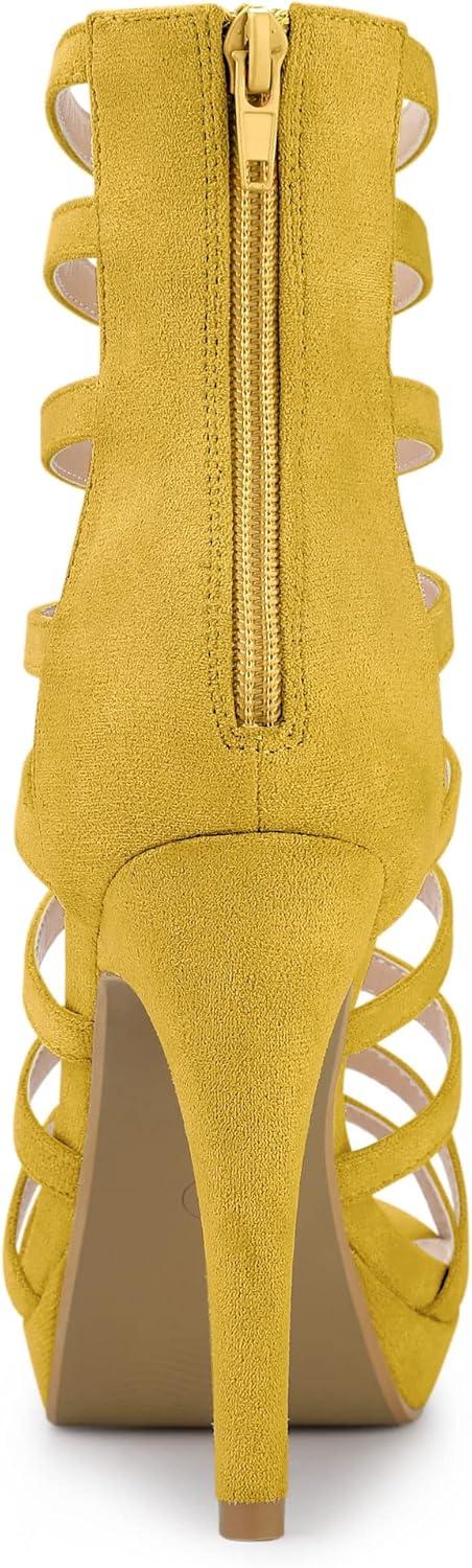imageAllegra K Womens Stiletto Platform Heels Strappy Gladiator Heel SandalsYellow