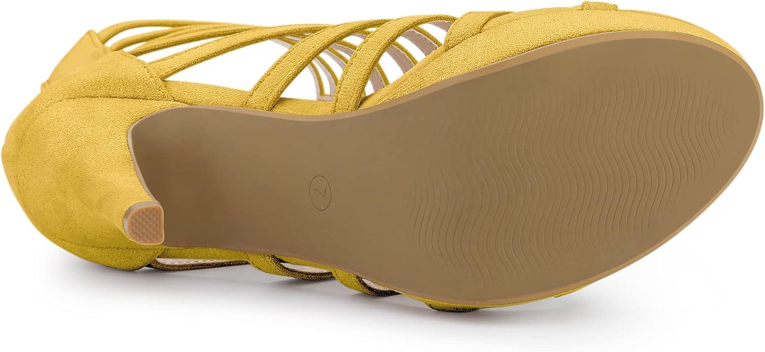 imageAllegra K Womens Stiletto Platform Heels Strappy Gladiator Heel SandalsYellow
