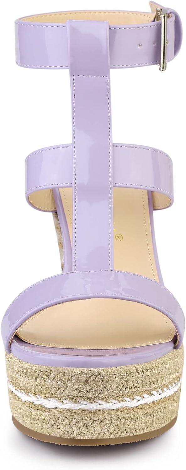 imageAllegra K Womens Strappy Espadrille Wedges Platform Purple Sandals  75 M US
