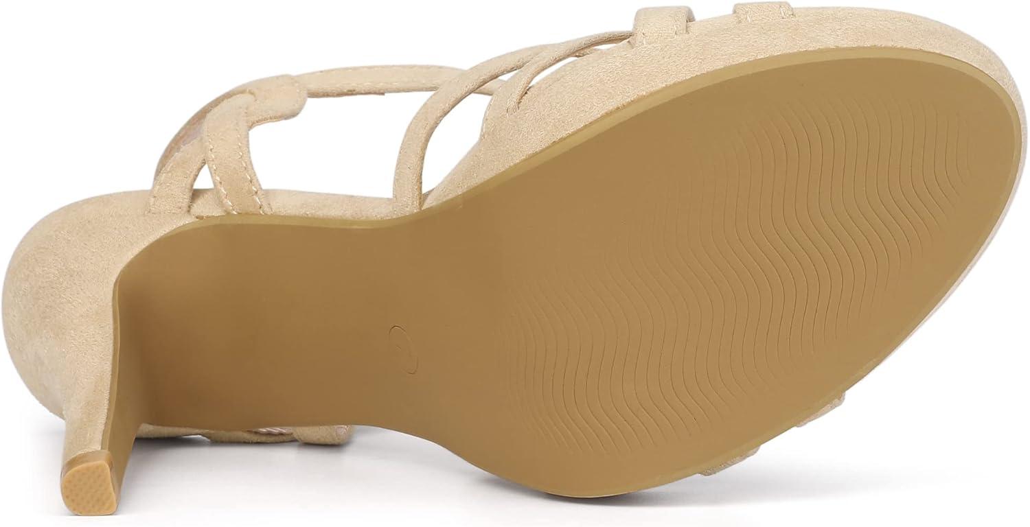 imageAllegra K Womens Strappy Platform Heels Stiletto Heel SandalsBeige