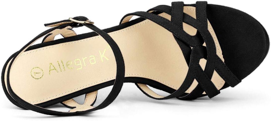 imageAllegra K Womens Strappy Platform Heels Stiletto Heel SandalsBlack