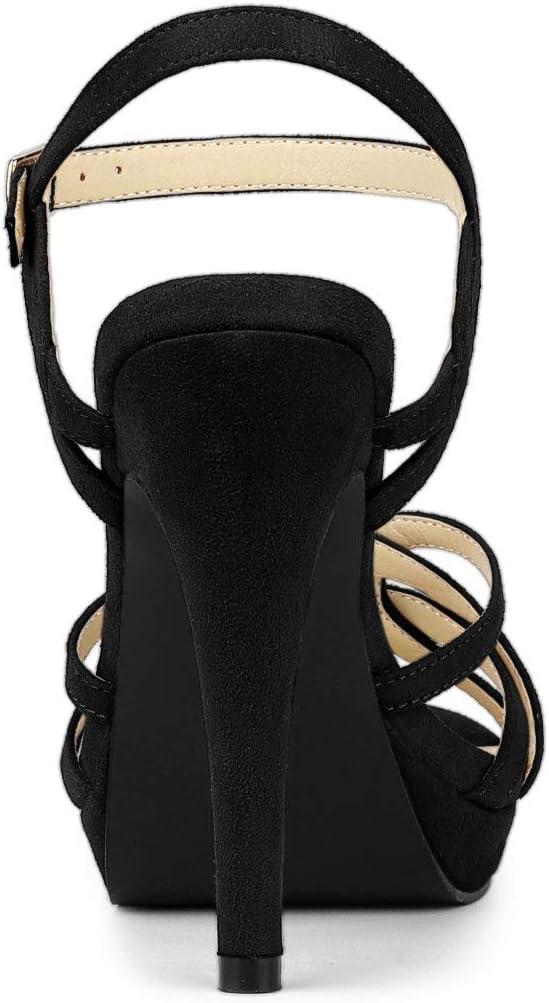 imageAllegra K Womens Strappy Platform Heels Stiletto Heel SandalsBlack