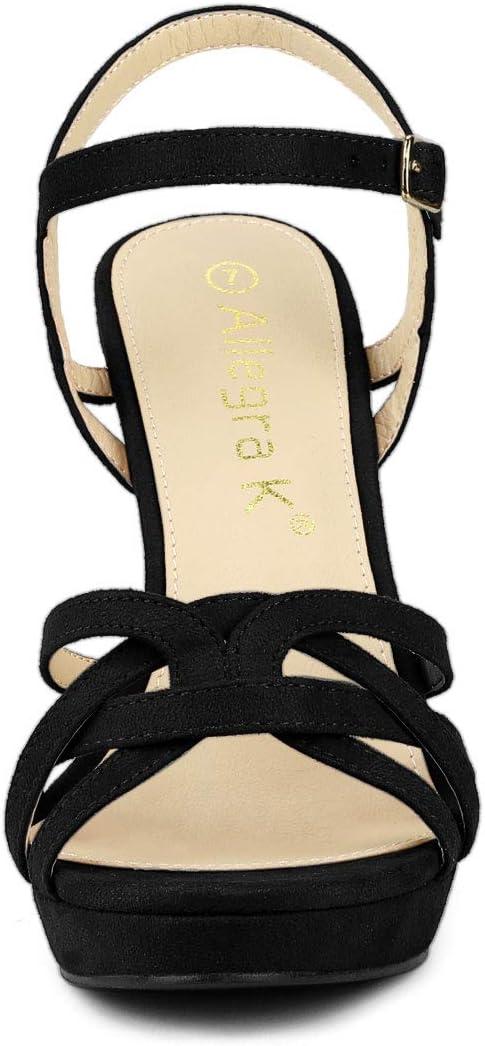 imageAllegra K Womens Strappy Platform Heels Stiletto Heel SandalsBlack