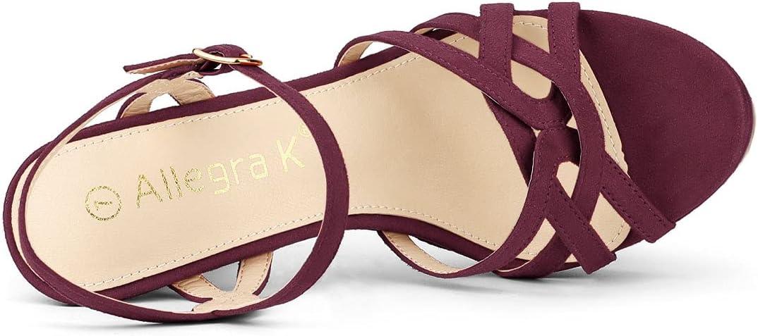 imageAllegra K Womens Strappy Platform Heels Stiletto Heel SandalsBurgundy