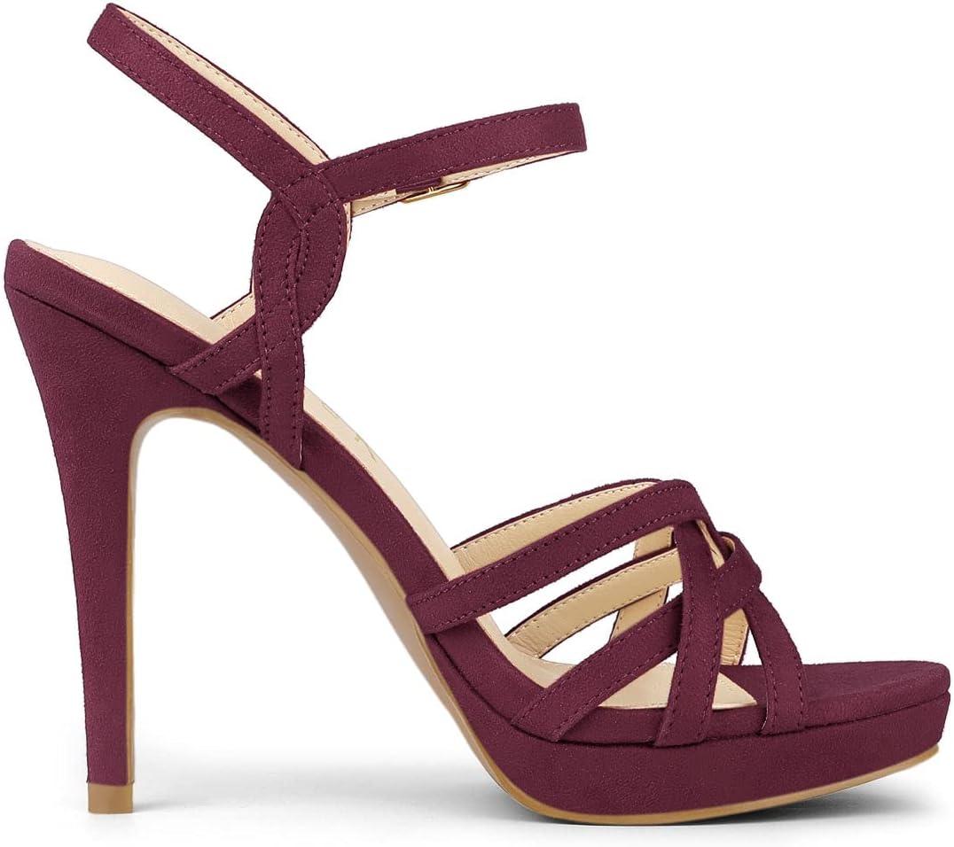 imageAllegra K Womens Strappy Platform Heels Stiletto Heel SandalsBurgundy
