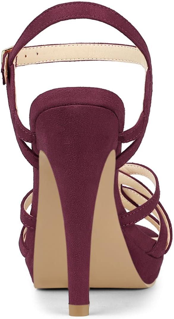 imageAllegra K Womens Strappy Platform Heels Stiletto Heel SandalsBurgundy