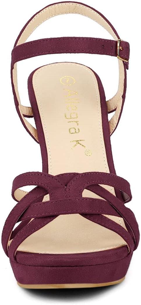 imageAllegra K Womens Strappy Platform Heels Stiletto Heel SandalsBurgundy