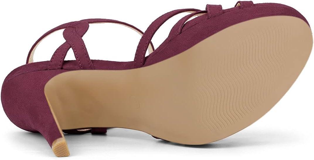 imageAllegra K Womens Strappy Platform Heels Stiletto Heel SandalsBurgundy