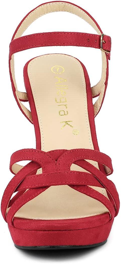 imageAllegra K Womens Strappy Platform Heels Stiletto Heel SandalsRed