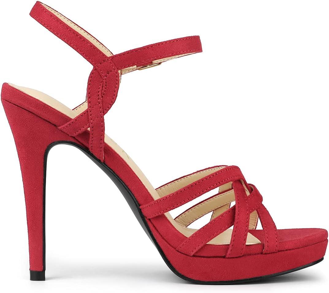 imageAllegra K Womens Strappy Platform Heels Stiletto Heel SandalsRed